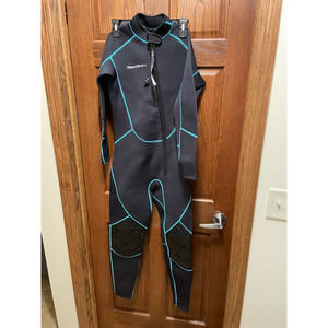 SeaSkin Womens Wetsuit Black Full Body Zip Up Long Sleeve Diving Neoprene M New